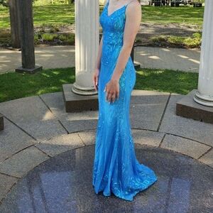 B Darlin Vibrant Blue Prom Dress